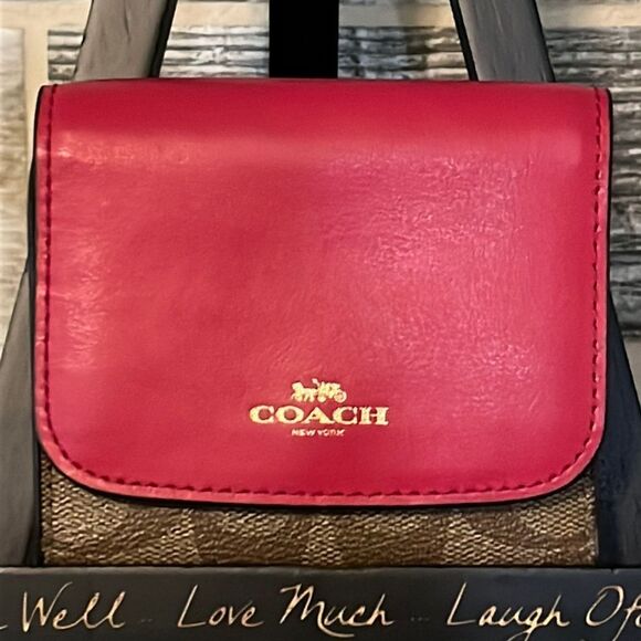 Coach Small Wallet in Signature Canvas Print & Colourblock - Picture 1 of 15